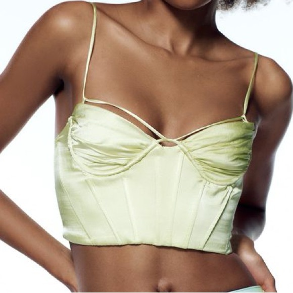 Zara Green Satin Corset Top - Picture 2 of 4